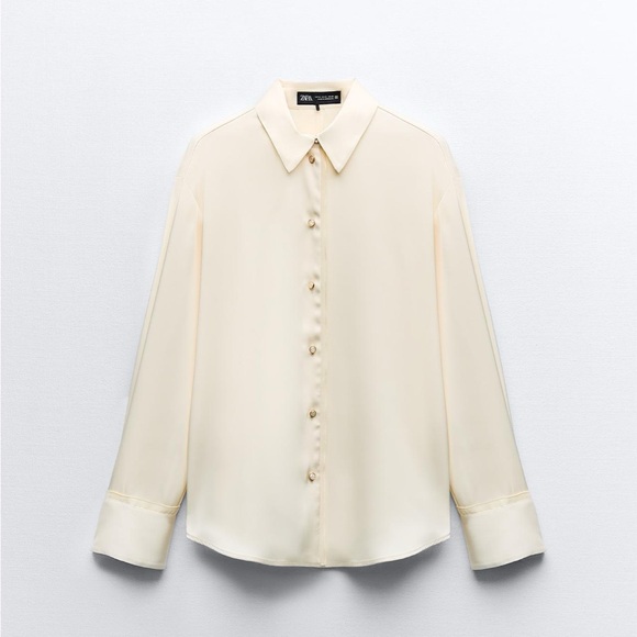 ❌SOLD❌ ZARA Mixed Organza Satin Effect Top - Picture 3 of 6